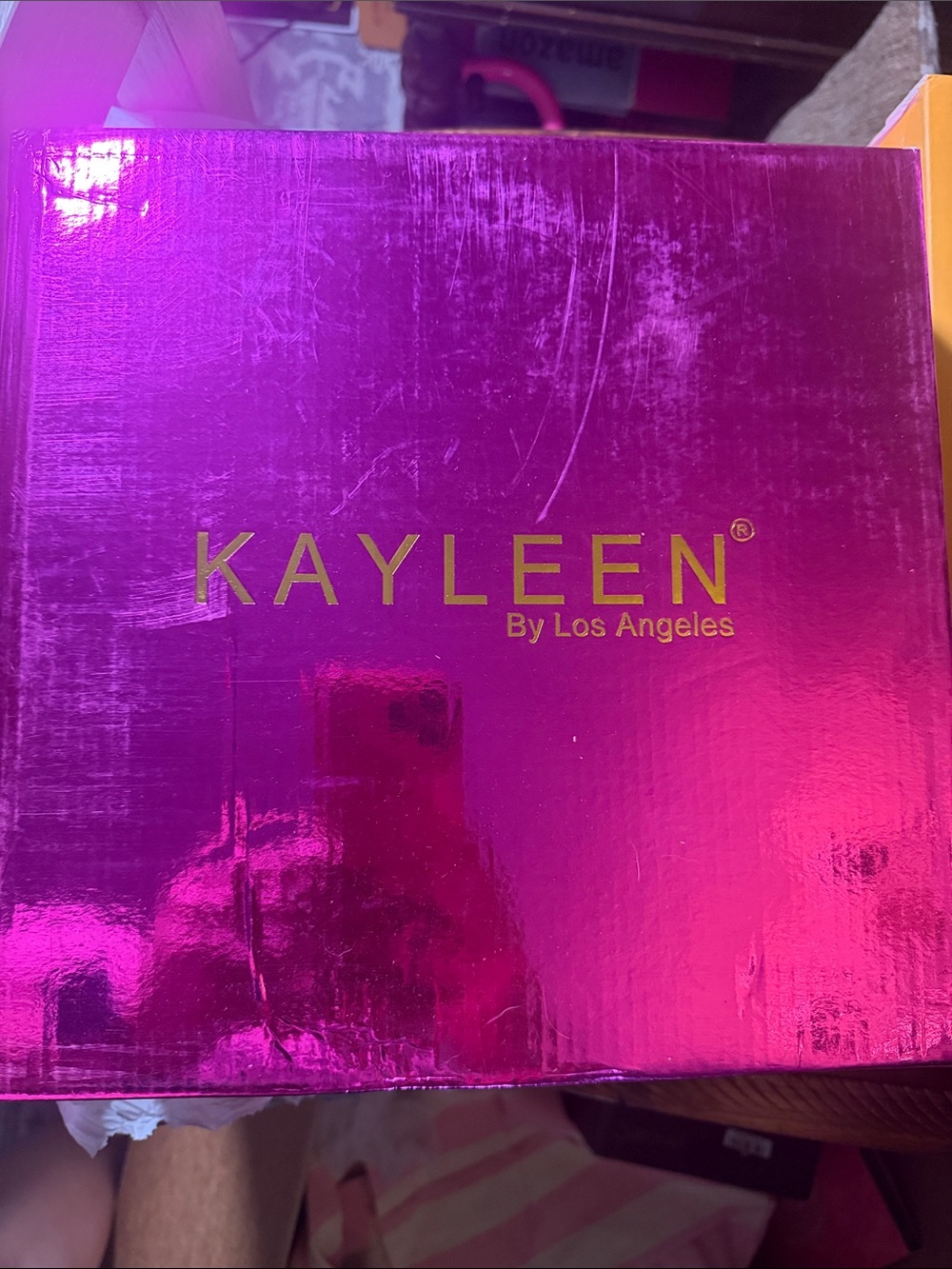 Kayleen by Los Angeles - Holographic Rainbow Ankle Boot with Gold Ball Heel